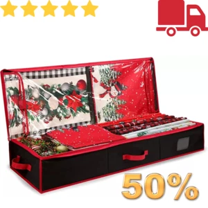 Gift Wrap Organizer Christmas Wrapping Paper Storage Container with Interior Poc - Picture 1 of 24