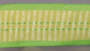 5 Yds. GREEN & YELLOW WOVEN WIRE EDGE RIBBON 1 1/2" W - Picture 1 of 1