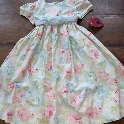 HARTSTRINGS Girls Pastel Floral Dress  Puff Sleeves Pockets Sz 4 NWT - Image 1 of 4