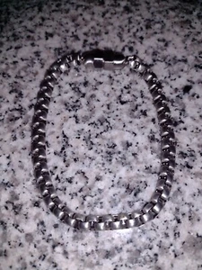 Pulsera Cadena Rolo Cuadrada Color Mate Acero Inoxidable "Pulsera Caja Redonda".  - Imagen 1 de 6