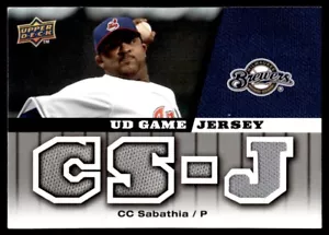 2009 Upper Deck UD Game Jersey CC Sabathia Milwaukee Brewers #GJ-CS - Picture 1 of 2