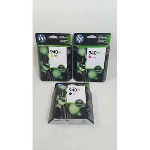 Lot of 3 HP Ink Cartridges 940 XL -Black Magenta yellow - Expired 2017 - Picture 1 of 7