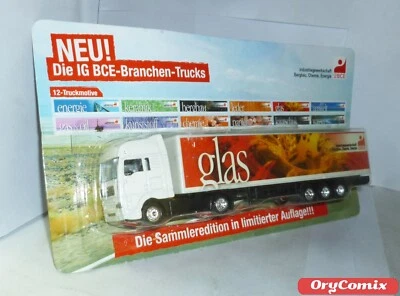 MODELLINO CAMION CON RIMORCHIO - SCALA 1:87 - TRUCK (IG BCE) GLAS - NUOVO - Immagine 1 di 4