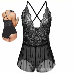 Underwear size S-3XL bottom open lingerie nightwear attached Sexy plus sleepwear - Picture 1 of 17