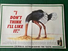 GUINNESS EXTRA OSTRICH NECK DON'T THINK I'LL LI A4 SIZE X 2 POSTER ADVERT FILE L