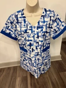 SCRUB WORKS SCRUB TOP DONNA PICCOLO BLU E BIANCO - Foto 1 di 1