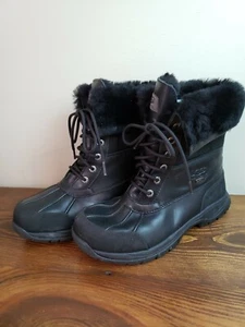 UGG boots womens size 7 Butte 5521 Black leather boots Snow Winter - Picture 1 of 12