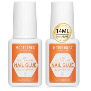 Nail Glue for Press Ons Nails Glue Strong 2Pcs 14Ml Nails Tips Glue Brush on - Picture 1 of 12