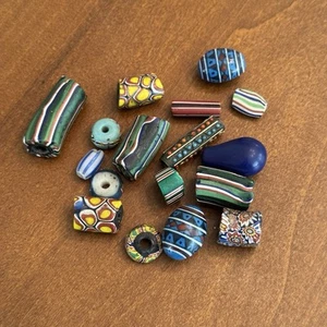 Lot of 17 Vintage African Trade & Venetian Millefiori Glass Beads - Picture 1 of 5