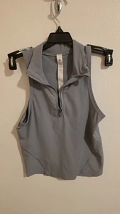 Lululemon Crop Tank Canotta Mezza Zip Taglia 4 Grigio Activewear Yoga Palestra Allenamento 106259 - Foto 1 di 8