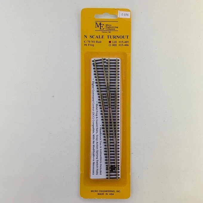 Micro Engineering LH 15-405 N Scale Left Hand Turnout C-70 NS Rail #6 Frog - Image 1 of 1