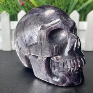 Figura Cabeza Calavera Lepidolita Natural 1.7LB 3.6" Cristal Cuarzo Reiki Talla - Imagen 1 de 11