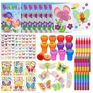144 Stck. Schmetterling Party Gastgeschenke, Schmetterling Insekten Malbücher mit Buntstiften... - Bild 1 von 7