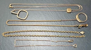 FOUR VINTAGE/ANTIQUE GOLD TONE WATCH CHAINS H646 - Picture 1 of 24