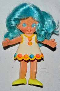 IDEAL 1969 PAT. PENDING, SUSIE FLATSY 5" VINYL DOLL, Blue Hair & Eyes HONG KONG - Picture 1 of 5
