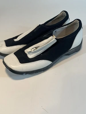 Tênis de golfe Walter genuíno Linea stretch tamanho 6 preto branco com zíper feito na Itália - Imagem 1 de 4