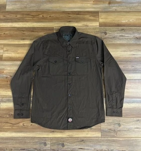 DIXXON Workforce Form & Function Size Large Brown Striped Long Sleeve Shirt - Picture 1 of 15