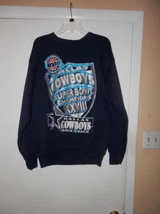 Vintage 1994 Dallas Cowboys Back 2 Back Super Bowl XXVIII Champs Sweatshirt XL - Picture 1 of 3