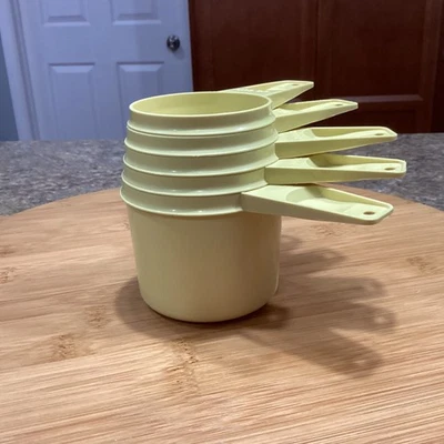 Vintage Tupperware Nesting Measuring Cups Set Of 5 Yellow Retro 1/3 cup - 1 cup - Image 1 of 4
