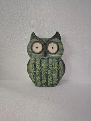 Green Faux Wood Owl Yard Ornament - Image 1 of 4