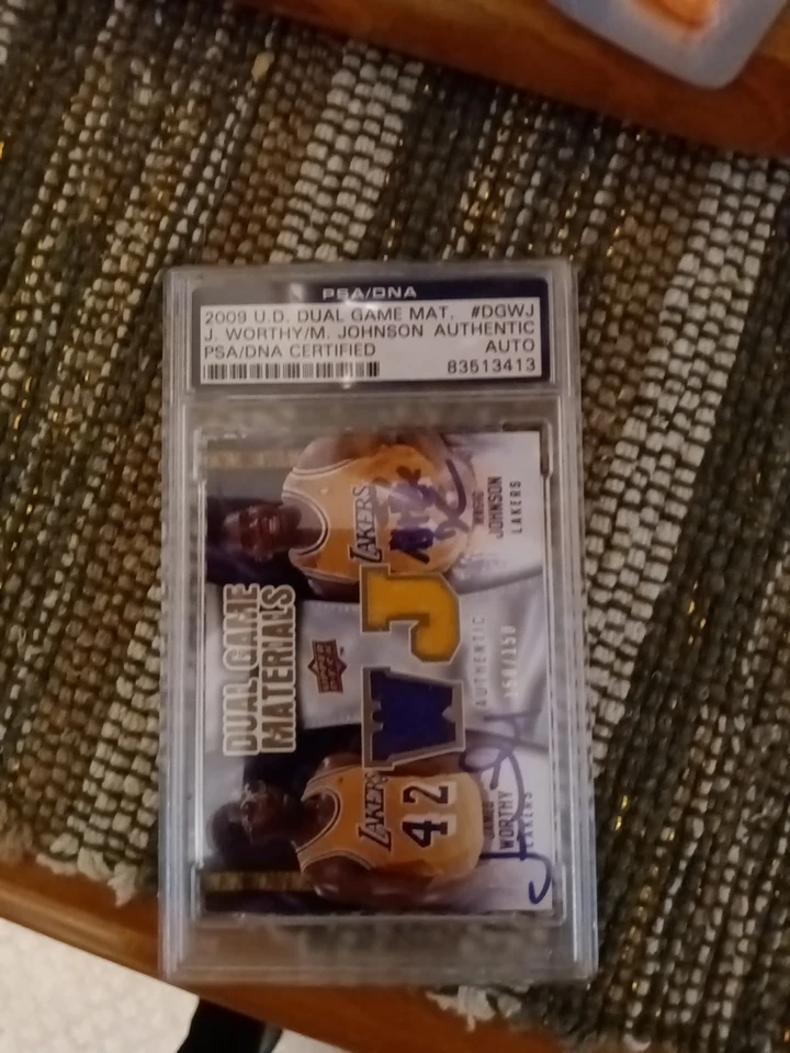 2009-10 Upper Deck Dual Game Materials Magic Johnson, James Worthy #DG-WJ (MEM) - Image 1 of 2