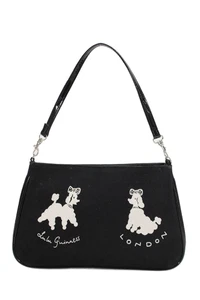 Lulu Guinness Mujer Estampado Animal Cremallera Hombro Bolso Cartera Negro - Imagen 1 de 8