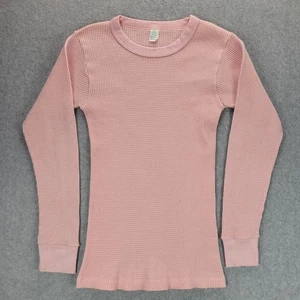 Vintage JC Penney Thermal Shirt Womens Medium Pink Waffle Knit Casual 80s Waffle - Picture 1 of 7