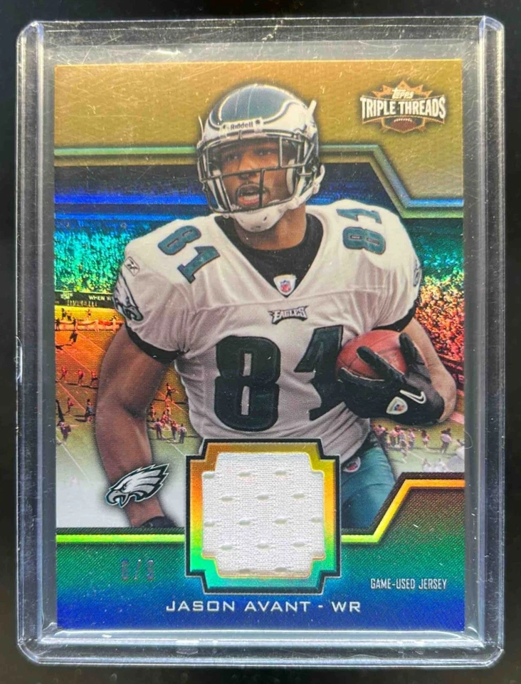 2011 Topps Triple Threads Jason Avant Unity Relics RC Jersey Gold #/9 Eagles - Image 1 of 2