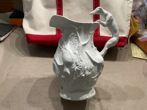 Vista Allegre Matte And Glazed White Hunting Themed Pitcher Jug Made In Portugal - Picture 1 of 12