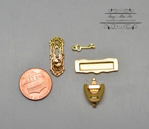 1:12 Dollhouse Miniature Door Accessories Knocker/ Mail Slot/ Key Set D176 - Picture 1 of 4
