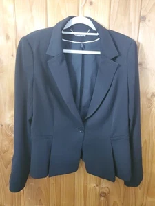White House Black Market Peplum Jacket Womens 14 Black Signature Blazer Business - Picture 1 of 11