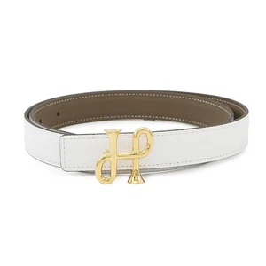 HERMES Reversible Belt Cor Baroque Size 31.5" Epsom/Swift Leather Etoupe/Gri... - Picture 1 of 11