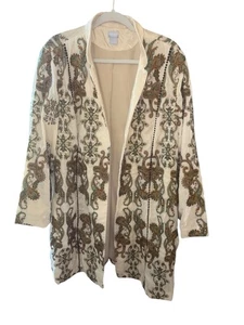 Chaqueta Chico’s Terciopelo Bordado Frente Abierto – Talla 4 (20) – Pieza Boho Luxe - Imagen 1 de 19