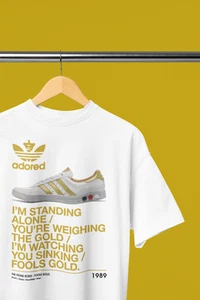 The Stone Roses T-shirt Fools Gold Lyrics Kegler Trainer adored lemon oasis WHT - Picture 1 of 5