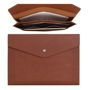 Expanding A4 Document File PU Leather Envelope Case Holder-Large Size Pockets... - Picture 1 of 7
