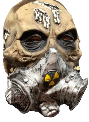 BIOHAZARD RUBBER GAS MASK Latex Head Zombie Evil Dead Monster Scary Skull Face - Image 1 of 4