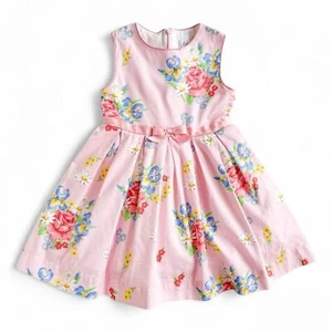 Rachel Riley Pink Floral Rose Bouquet Dress Sleeveless Summer Girls size 4 Dress - Picture 1 of 10