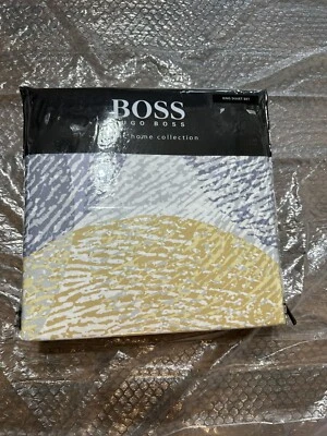 Nuevo en Paquete Hugo Boss BOSS Eclipse Amarillo Azul King Juego de Funda Nórdica 3 Piezas Foto 1 de 4