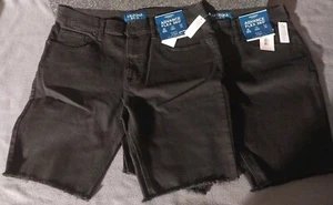 Lot Of 2 Arizona Advance Flex 360 Slim Fit Raw Hem Black Denim Shorts Sz 32 NEW - Picture 1 of 5