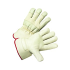 West Chester Leather Palm Gloves, X-Large, Grain Cowhide, Canvas, White