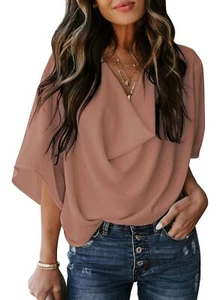 Dokotoo Womens Blouses and Tops Short Sleeve Chiffon Shirts and Tops Medium - Picture 1 of 7