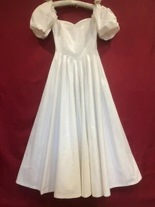 Vintage 1980 Laura Ashley White Cotton Dress with corset USA10 - Picture 1 of 7