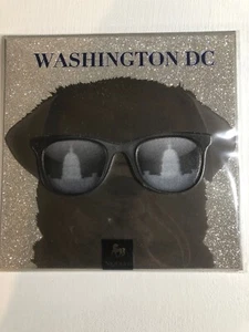 Lab Rottweiler Dog Washington Funny Greeting Specialty Card Glitter Silver Blank - Picture 1 of 7