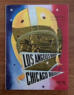 vintage 1948 AAFC CHICAGO ROCKETS @ LOS ANGELES DONS FOOTBALL PROGRAM - NFL RAMS - Image 1 of 3
