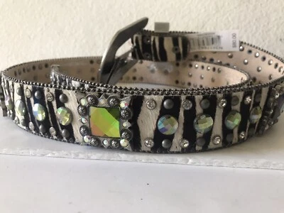 CINTURÓN WESTERN MUJER NOCONA CEBRA CUERO RAYAS TACHONADO/ESTRÁS XL NUEVO CON ETIQUETAS Foto 1 de 4