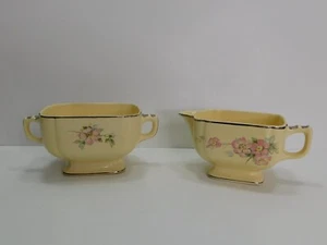 Vintage Homer Laughlin Creamer & Sugar Bowl Vellum Glaze 1935 Briar Rose Pattern - Picture 1 of 12