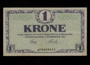 Denmark:P-12h,1 Krone,1921 * Arms * VF-EF * - Picture 1 of 2