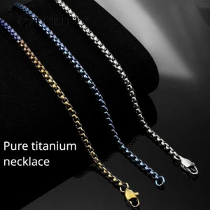 3mm Pure Titanium Square Box Chain Necklace Colorful Anti Allergy 25.6 Inches - Picture 1 of 15