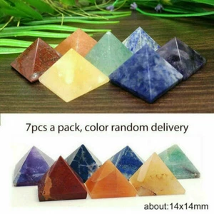 7X Chakra Pyramid Set Crystal Healing Natural Spirituality Meditation Stones USA - Picture 1 of 12