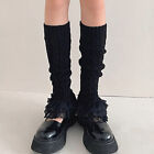 1 Pair Girl Knit Lace Patchwork Leg Warmer Layered Stocking Long Sock Lolita